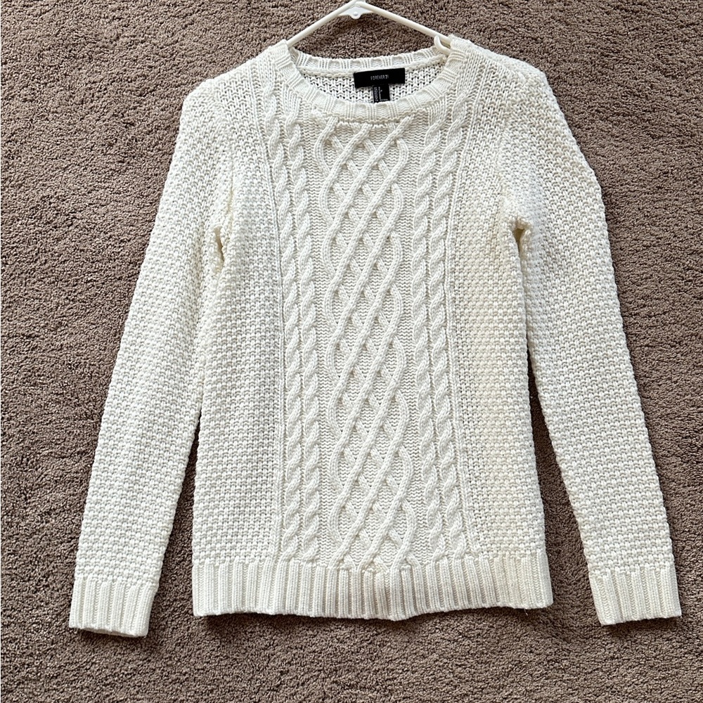 White Cable Knit Sweater